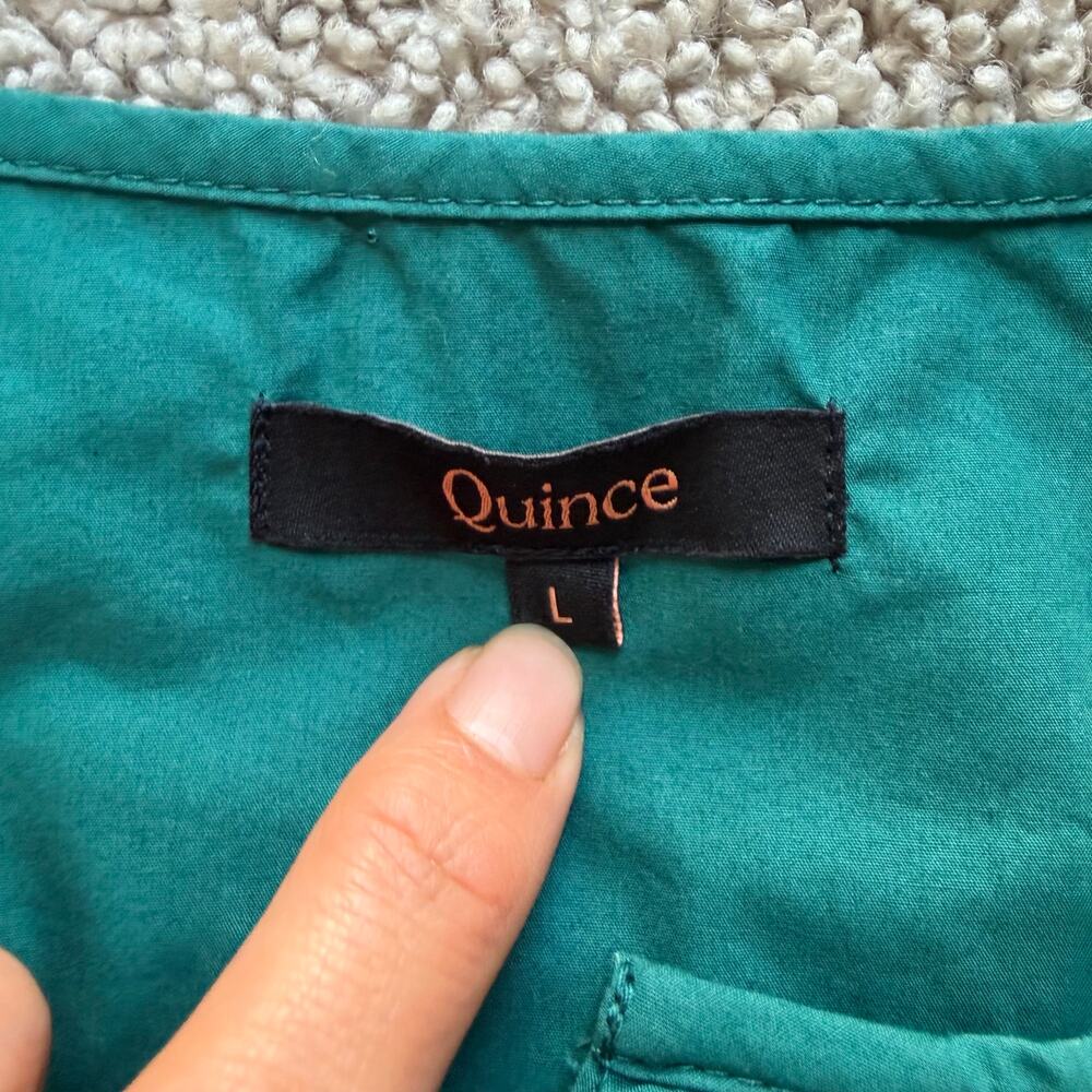 Quince Women’s 100% Organic Cotton Poplin Tiered Garden Green Maxi Dress Size L - Picture 3 of 10
